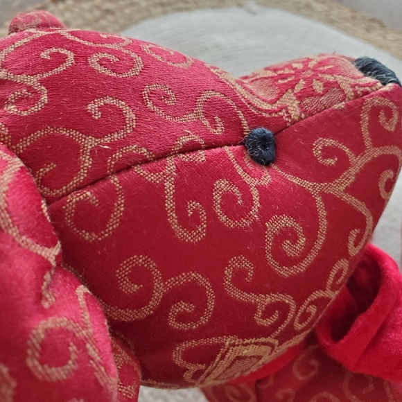 Pier 1 Valentine's Day Sitting Teddy Bear With Bow Scroll Design - Picture 5 of 6